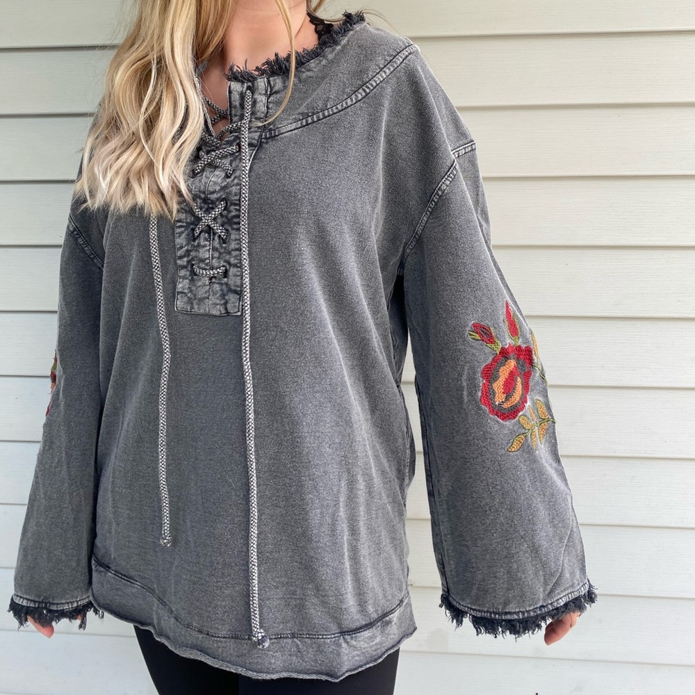 Indigo Threat Co Hipster Comfy Casual Top Medium